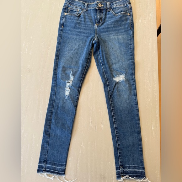 Girls Art Class Blue Distressed Skinny Jeans - Picture 1 of 5